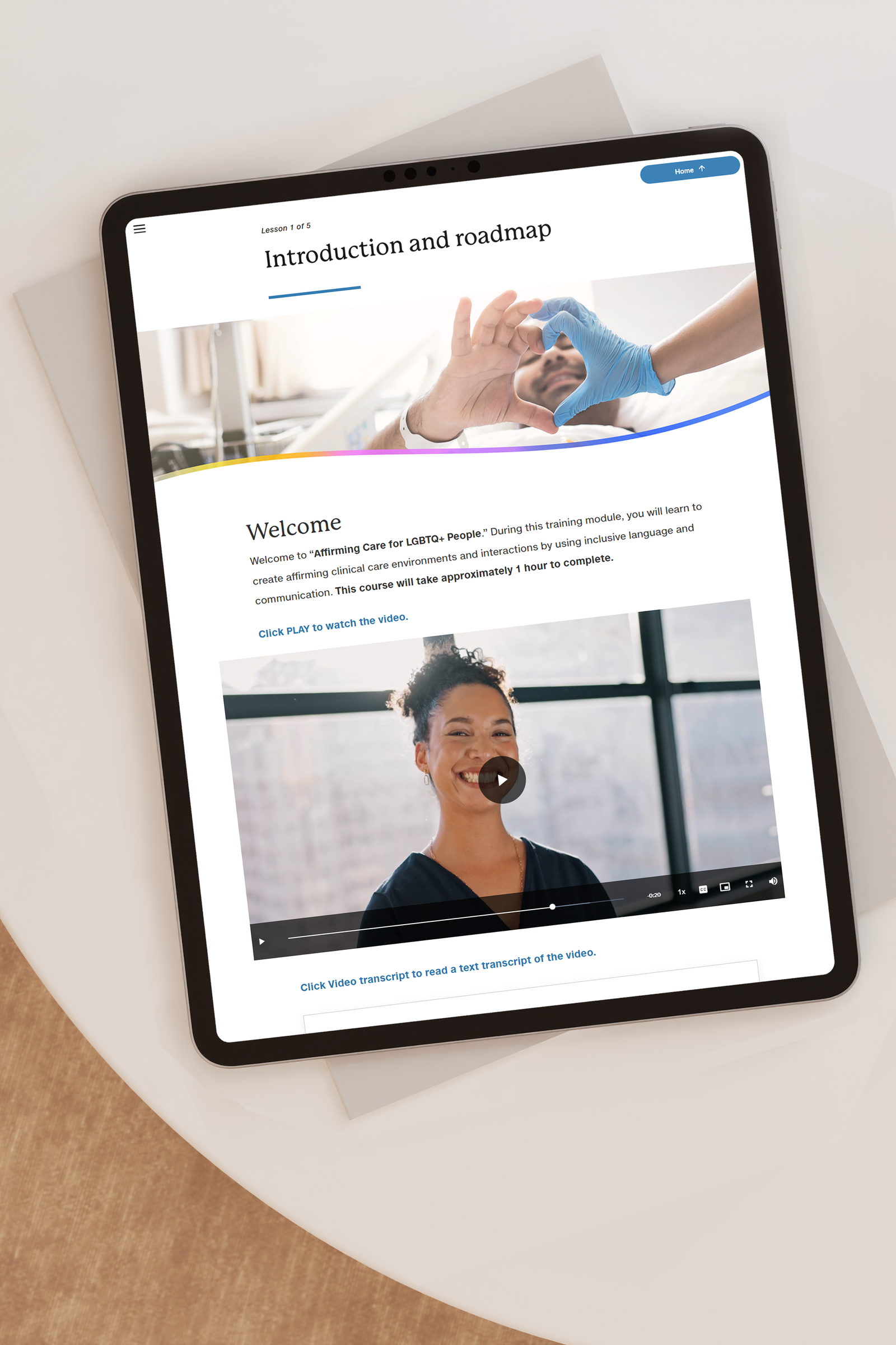 Screenshot of module introduction on iPad.