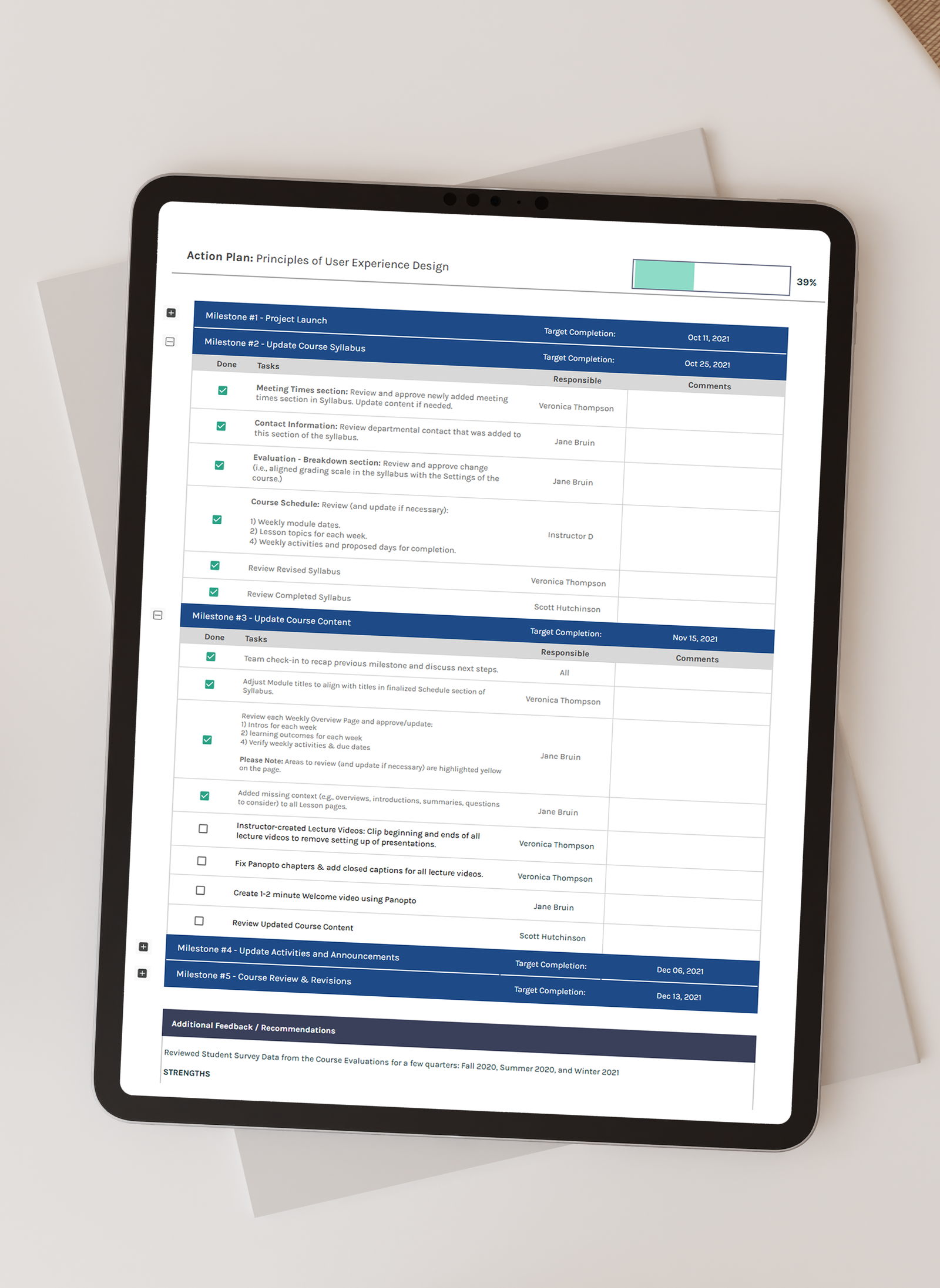 Screenshot of module introduction on iPad.