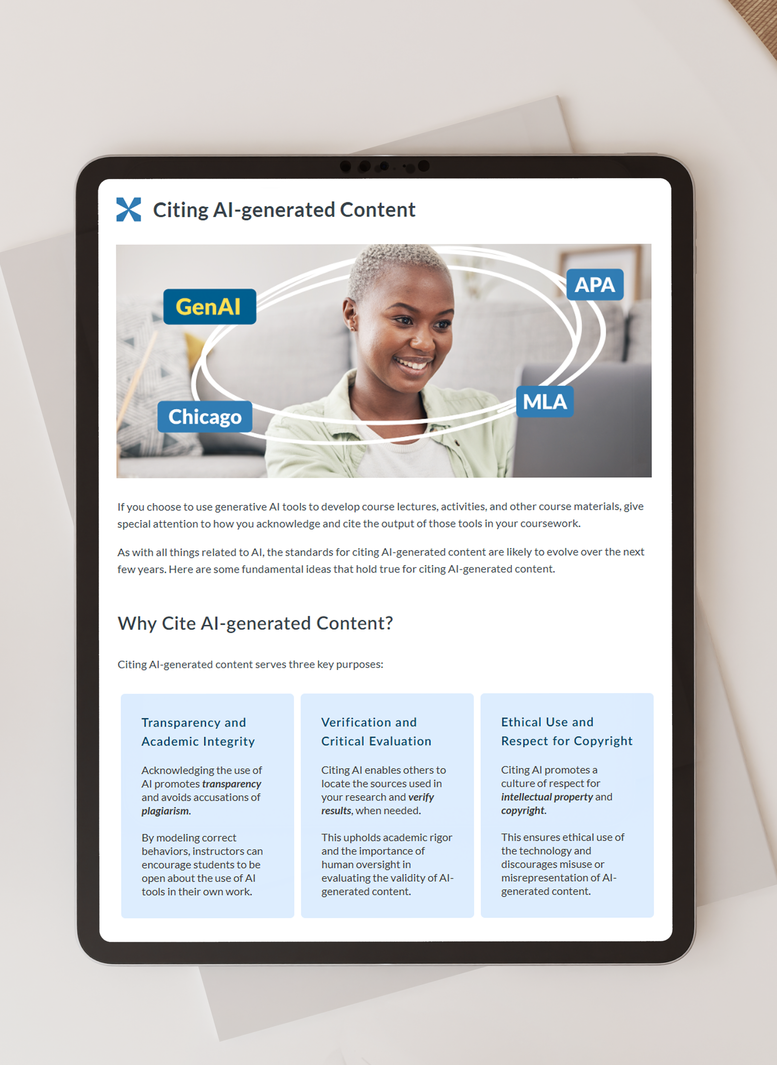 Screenshot of module introduction on iPad.