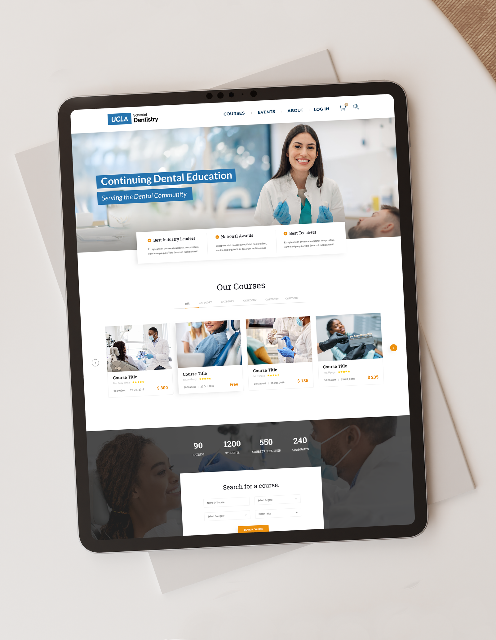 Screenshot of module landing page on iPad.