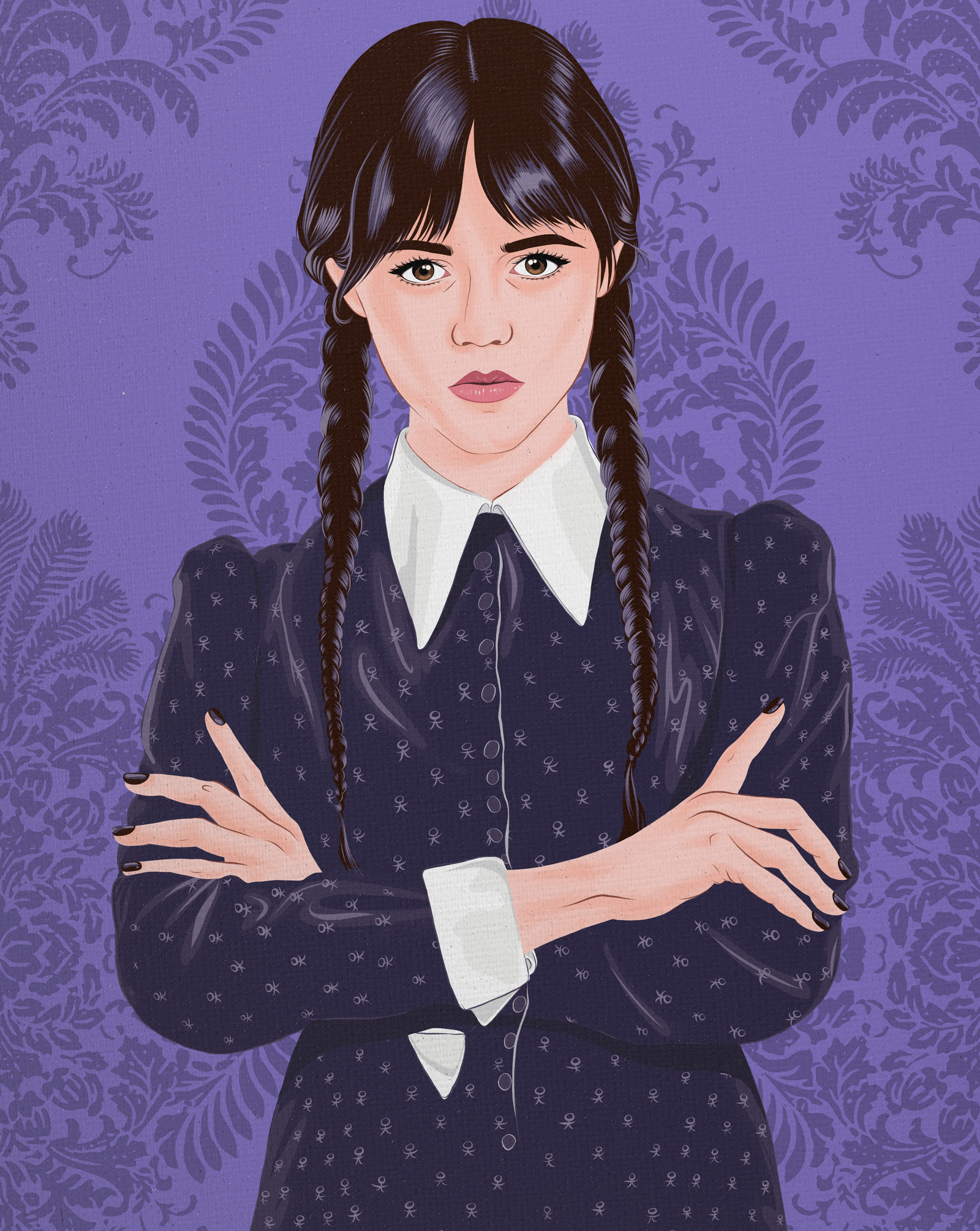 Illustration of Wednesday Adams.