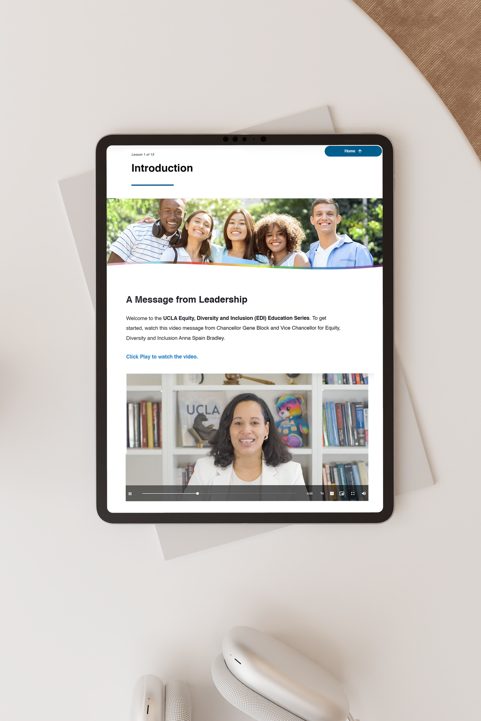 Screenshot of module introduction on iPad.