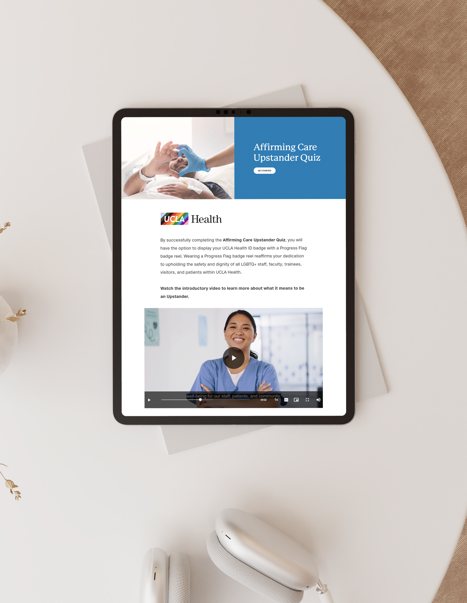 Screenshot of module landing page on iPad.