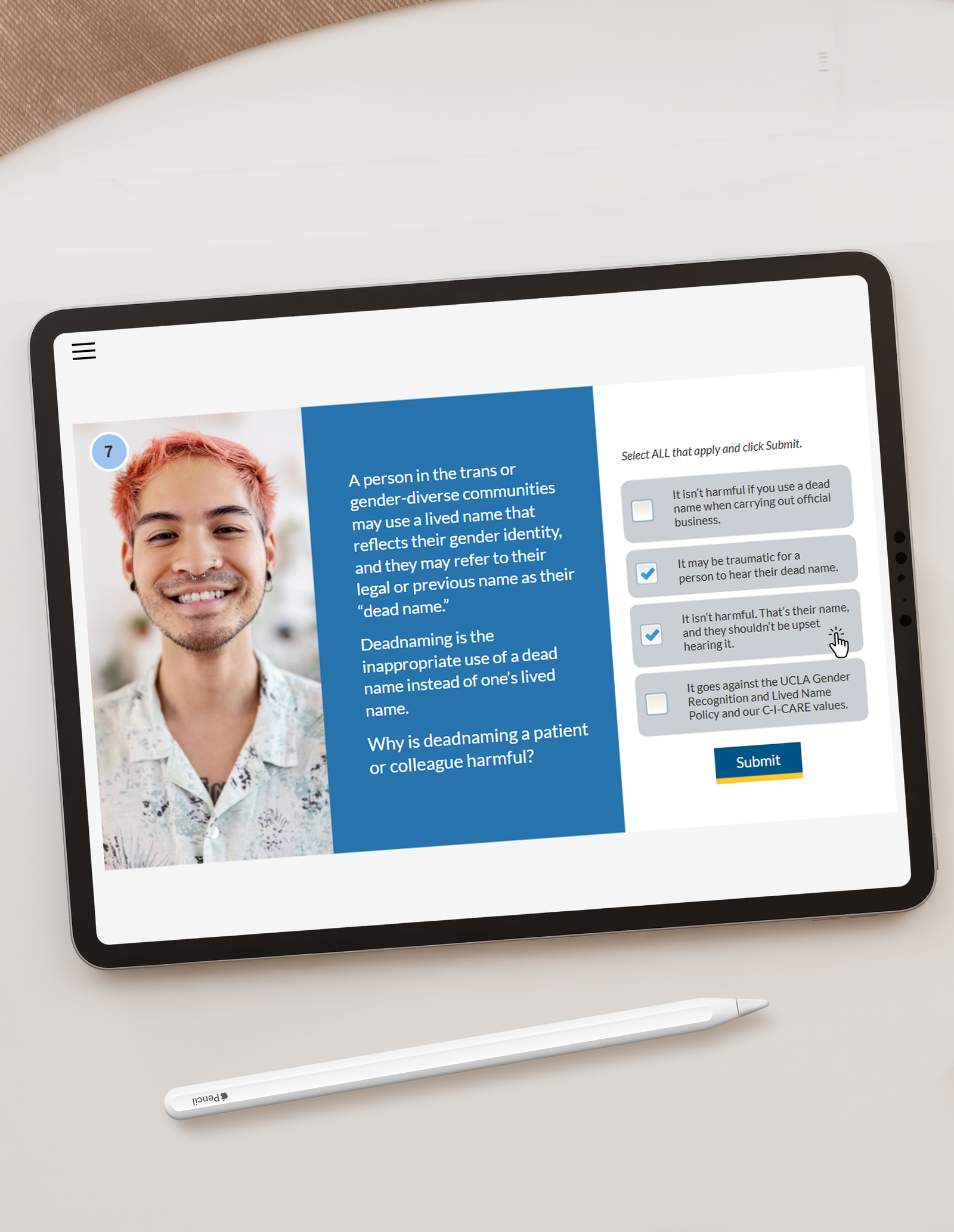 Screenshot of scenario activity on iPad.